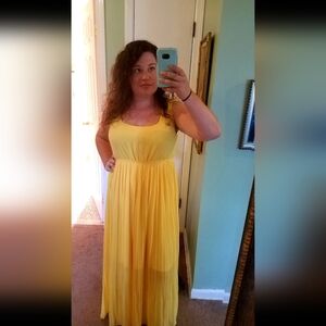 Yellow Chiffon Maxi Dress